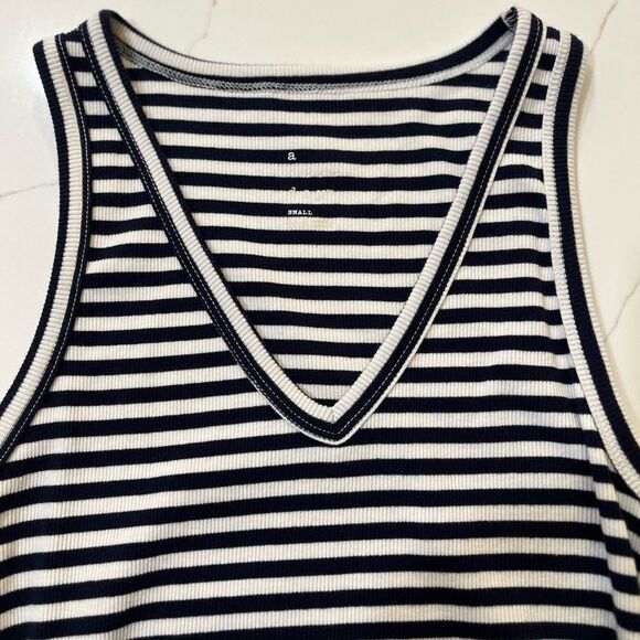 A New Day Navy and White Sleeveless V-Neck Bodycon Maxi Dress - Picture 2 of 9